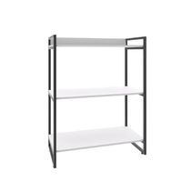 Estante Kuadra 80x40x104cm C/03 Prateleiras Branco Chess / Est.preta Branco Chess / Est.preta