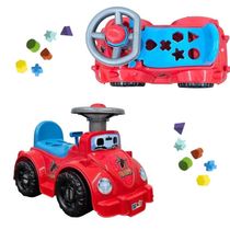 Carrinho Andador Educativo Didático Com Encaixe De Formas E Buzina Real Infantil Criança
