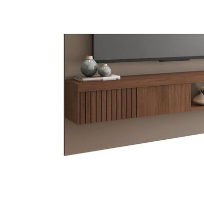 Painel Quarto P- Tv Até 65 Pol Jade Ripada 180x183cm Fendi-havana - Caemmun