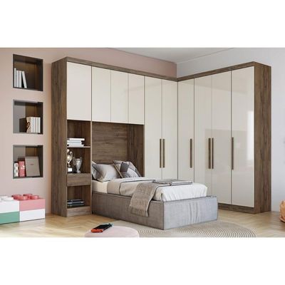Modulado De Quarto Armário Ponte Aéreo Solteiro Rizon-linea C- 3 Portas Neve - Novo Horizonte