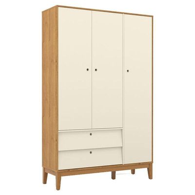 Berço Americano E Guarda Roupa Unique 3 Portas Off White Freijó Eco Wood - Matic