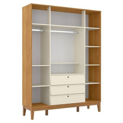 Berço Americano E Guarda Roupa Unique 4 Portas Off White Freijó Eco Wood Com Colchão Ortobom