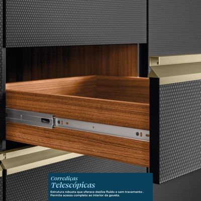 Balcão De Cozinha Proença 60cm 1 Porta E 1 Gaveta Nogueira Touch-carbono Prime Tx Com Tampo Mdf