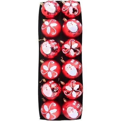 Kit 12 Bolas Natalinas árvore De Natal Enfeite Vermelho 80mm