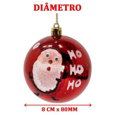 Kit 12 Bolas Natalinas árvore De Natal Enfeite Vermelho 80mm