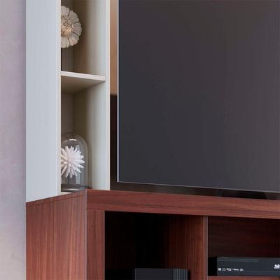 Estante Painel TV 50 Polegadas 136cm Zani Nogueira Real Off White C05 - Mpozenato