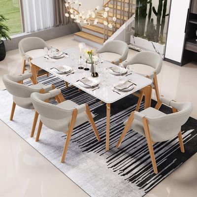 Kit 05 Cadeiras De Jantar E Estar Living Estofada Nadja L02 Bouclê Creme - Lyam Decor