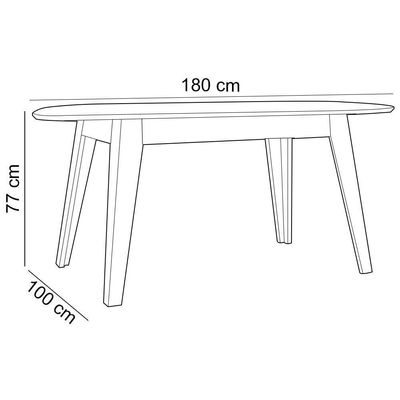 Mesa De Jantar 6 Lugares Orgânica 180cm Ohana D03 Off White Freijó - Lyam Decor