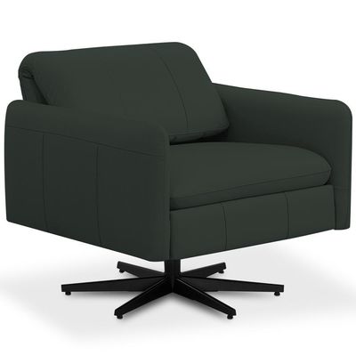 Poltrona Decorativa Giratória Retrátil Reclinável Lutor L06 Couro Verde Escuro - Lyam Decor
