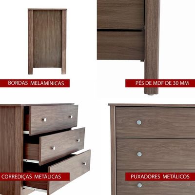 Cômoda Ditália 3 Gavetas Dm-219 Diamond