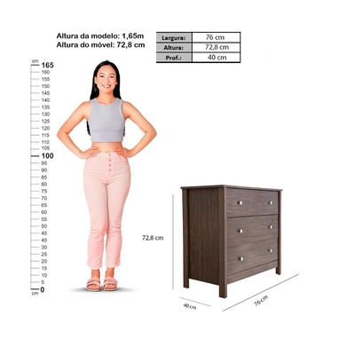 Cômoda Ditália 3 Gavetas Dm-219 Diamond