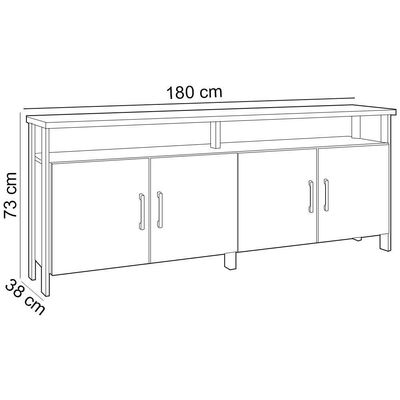 Aparador Buffet Para Sala De Jantar 4 Portas Industrial Suria D03 Freijó Preto Fosco - Lyam Decor