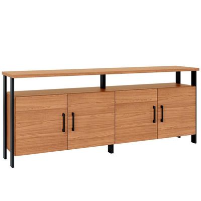 Aparador Buffet Para Sala De Jantar 4 Portas Industrial Suria D03 Freijó Preto Fosco - Lyam Decor