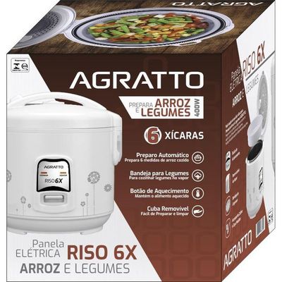 Panela Elétrica De Arroz Riso Branco E Visor De Vidro PAI6X-02 Agratto 220V