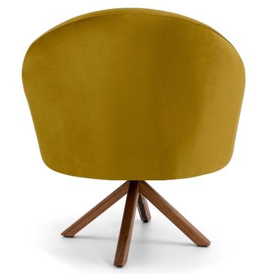 Kit 2 Poltronas Decorativas Giratórias Base Giromad Madeira Rafa C-279 Veludo Mostarda - Domi