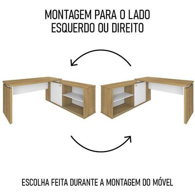 Conjunto Escritório Home Office 4 Peças Sharp A06 Olmo/branco - Mpozenato