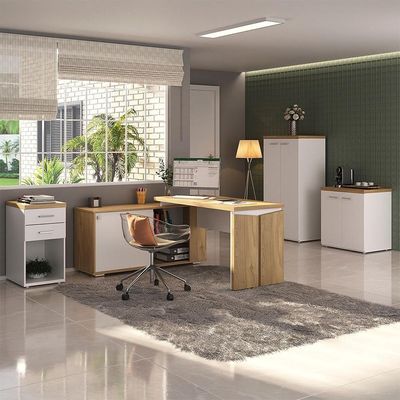 Conjunto Escritório Home Office 4 Peças Sharp A06 Olmo/branco - Mpozenato