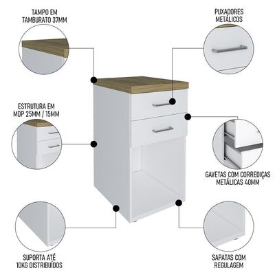 Conjunto Escritório Home Office 4 Peças Sharp A06 Olmo/branco - Mpozenato