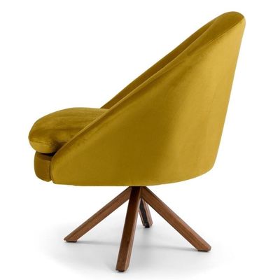 Kit 2 Poltronas Decorativas Giratórias Base Giromad Madeira Rafa C-279 Veludo Mostarda - Domi