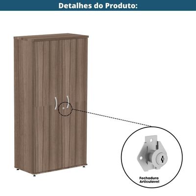 Armário Alto P25 Pandin 80 Cm (largura) Em Mdp Cor Walnut Com 2 Portas E 3 Prateleiras