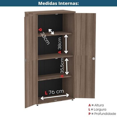 Armário Alto P25 Pandin 80 Cm (largura) Em Mdp Cor Walnut Com 2 Portas E 3 Prateleiras
