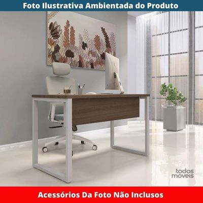Mesa Escritório P25 Tub Pandin 170 Cm (larg) X 70 Cm (prof) Tampo Mdp Walnut Pé Aço Tubular Cinza