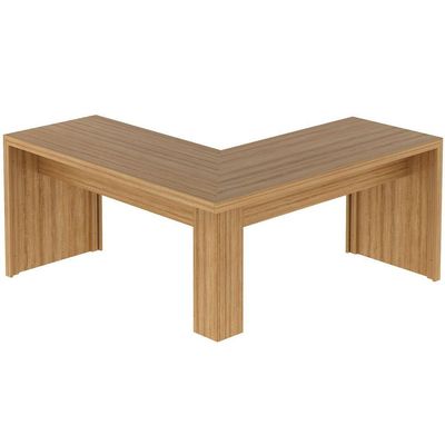 Mesa De Canto Para Escritório Em L Angular Mdp Amêndoa