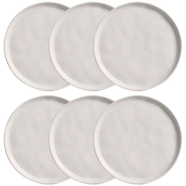 Conjunto com 6 Pratos de Sobremesa Porto Brasil Bio Vit em Stoneware 21,5cm Cinza