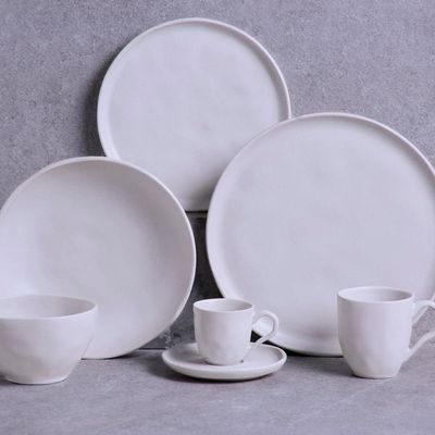 Conjunto com 6 Pratos Rasos Porto Brasil Bio Vit em Stoneware 27,5 cm  Cinza