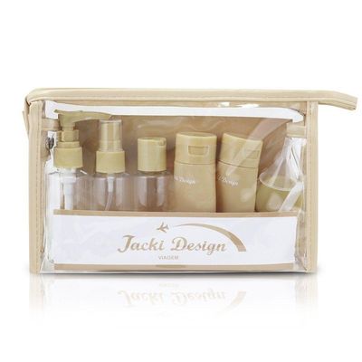 Kit De Bolsa Transparente E Frascos De Viagem De 10 Peças Bege