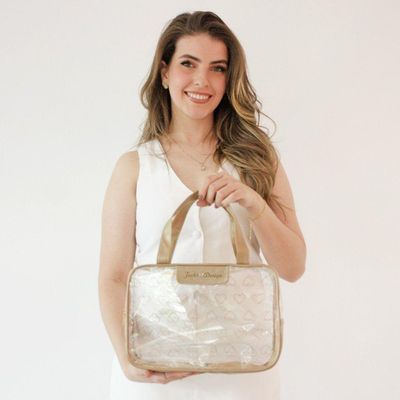Kit De Bolsa Transparente E Frascos De Viagem De 10 Peças Bege