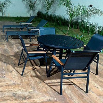 Mesa 90cm Sevilla Ripada Alumínio área Externa Interna Jardim Preto