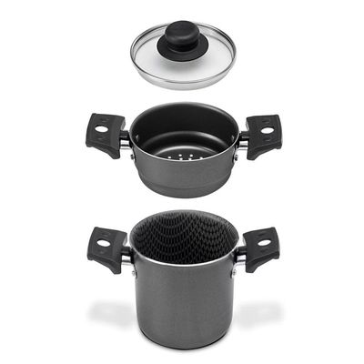 Mini Cuscuzeira Multiflon Antiaderente com Alça TPA Versátil - Cinza