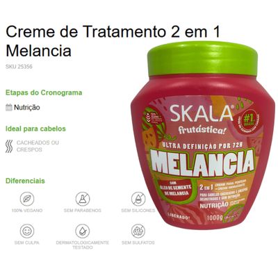 Kit Skala Creme 01 kg Melancia + Shampoo + Condicionador