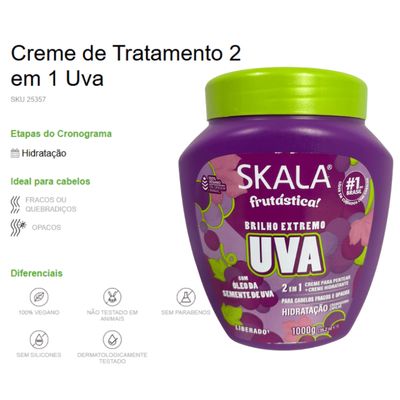 Kit Skala Creme 01 kg Uva + Shampoo + Condicionador