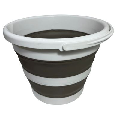 Balde Resistênte E Dobrável Retrátil Silicone 10 lt Nobre Cinza