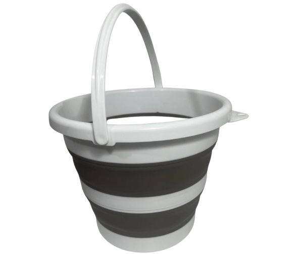 Balde Resistênte E Dobrável Retrátil Silicone 10 lt Nobre Cinza