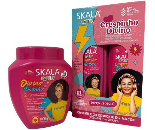 Kit Skala Creme 01 kg Divino Potinho + Shampoo + Condicionador