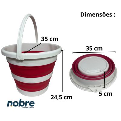 Balde Resistênte E Dobrável Retrátil Silicone 10 lt Nobre Rosa