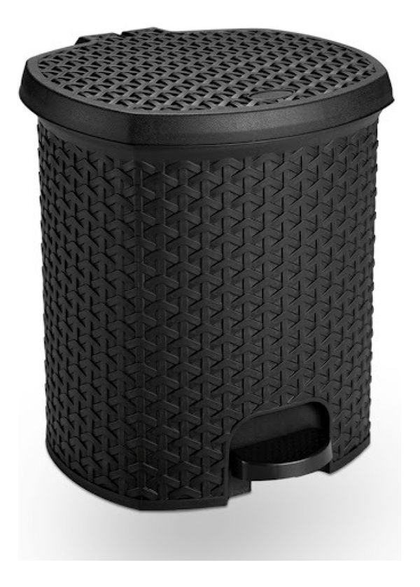 Lixeira Pedal Rattan 15 L Cozinha Banheiro Escritorio Preto