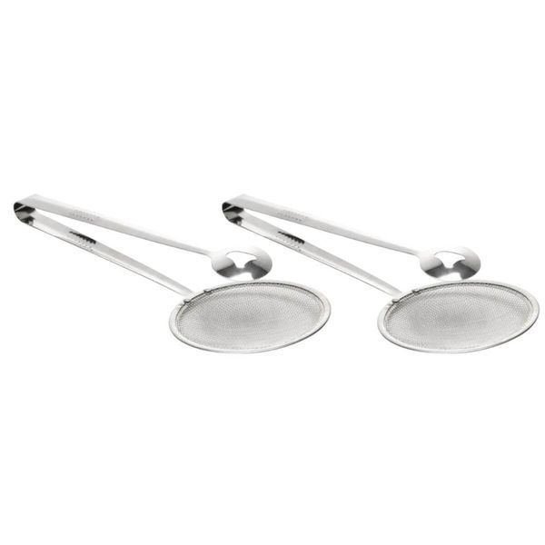 Kit 2 Escumadeira Com Pegador Para Fritura Inox 28cm Lyor Cozinha Buffet Restaurante