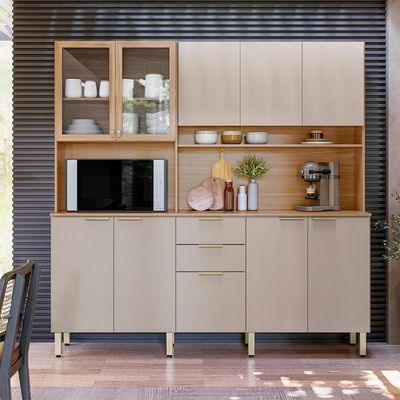 Cozinha Compacta Amora 10 PT 2 GV Amêndola e Nude