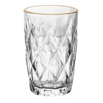Copo Alto Com Fio De Ouro Diamond 390Ml Vidro