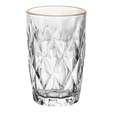 Copo Alto Com Fio De Ouro Diamond 390Ml Vidro