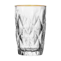 Copo Alto Com Fio De Ouro Diamond 390Ml Vidro
