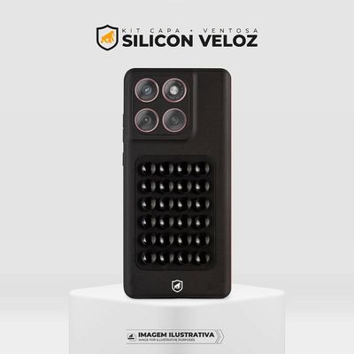 Kit Capa Silicon Veloz para  Motorola Moto E14 Ventosa Preta