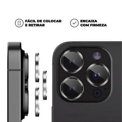 Protetor de Lente para iPhone 15 Pro - One Armor - Frame para câmera - Prata - Gshield