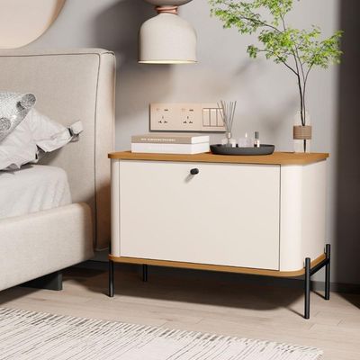 Conjunto Mesa De Cabeceira Albania Off White Nature Preto