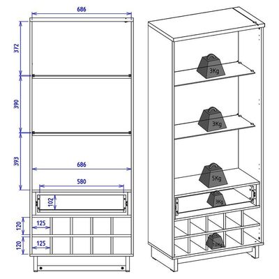 Cristaleira 2 Portas 1 Gaveta Guanabara 176x72 Cm Colibri Preto Noce Milano