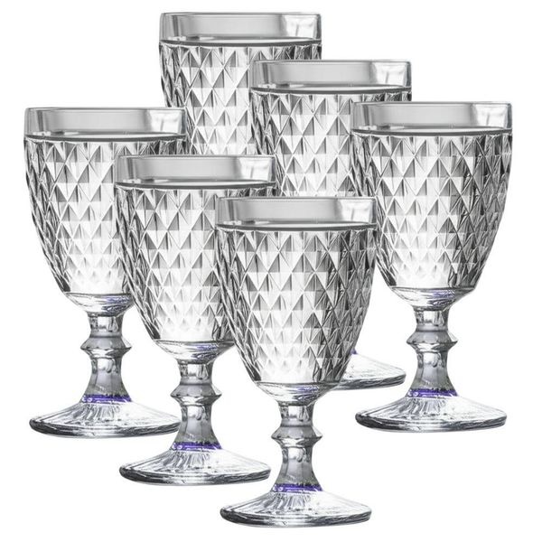 Kit 6 Copos Taças Detalhada água Jantar Suco Luxo